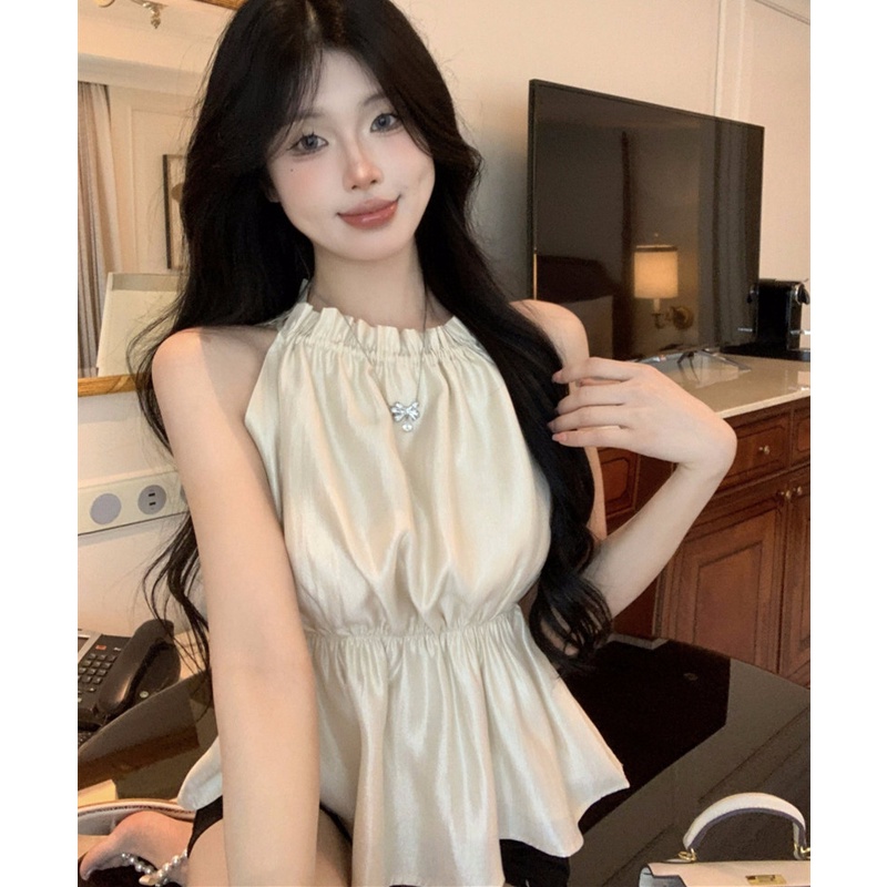 Áo Croptop Sát Nách Rút Dây Quyến Rũ Dễ Phối Đồ Thời Trang Mùa Hè Cho Nữ