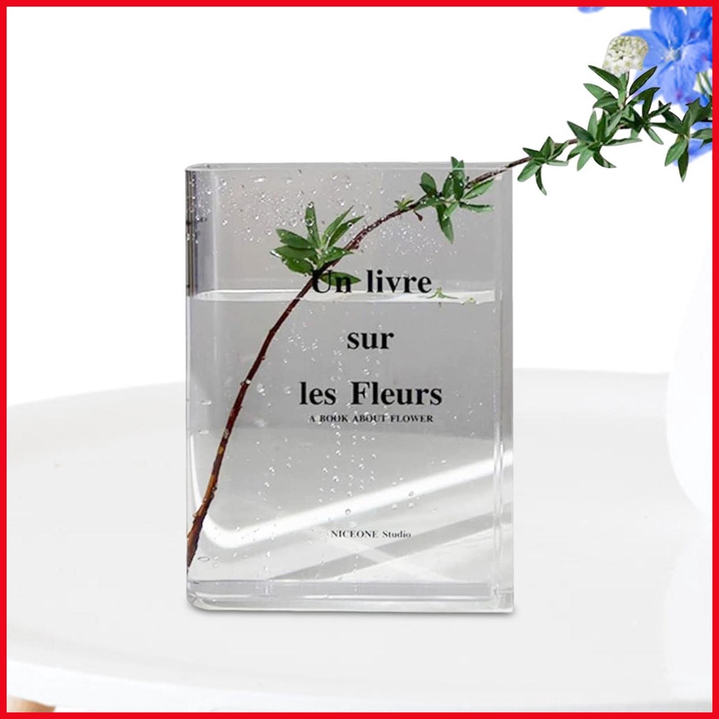 Lọ Hoa Bằng Acrylic Trong Suốt Hình Quyển Sách Độc Đáo Dùng Trang Trí