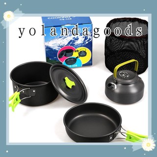 Set Nồi Nấu Ăn Dã Ngoại Nhiều Màu Tùy Chọn Bằng Hợp Kim Nhôm 2-3 Người
