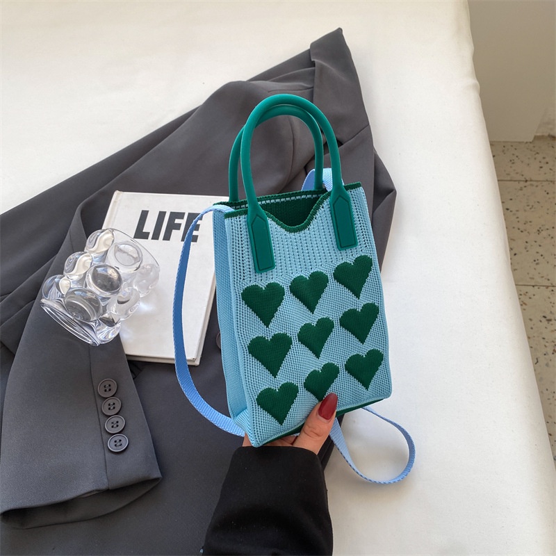 Túi Đeo Vai Đan Len Nhỏ Xinh Màu Sắc Tương Phản Thời Trang Mùa Hè 2023