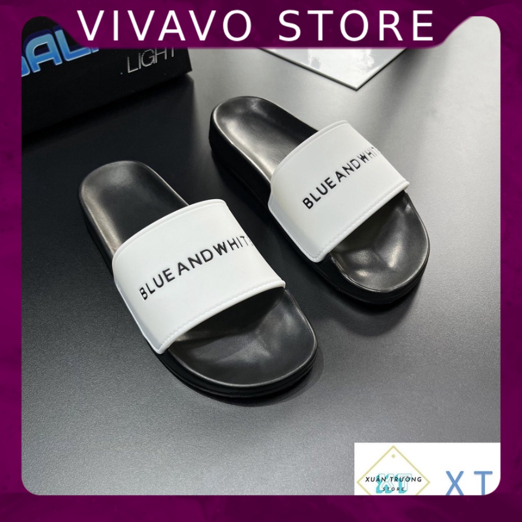 Dép ulzzang Nam Nữ phong cách Hàn Quốc - Dép Quai Ngang Blue And White - FREE SHIP