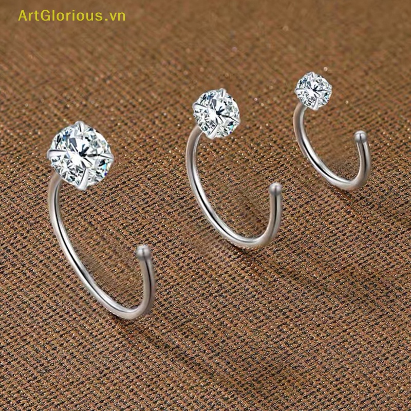 1 Khuyên Tai Tròn Bằng Thép Không Gỉ Đính Đá CZ Thời Trang Cho Nữ
