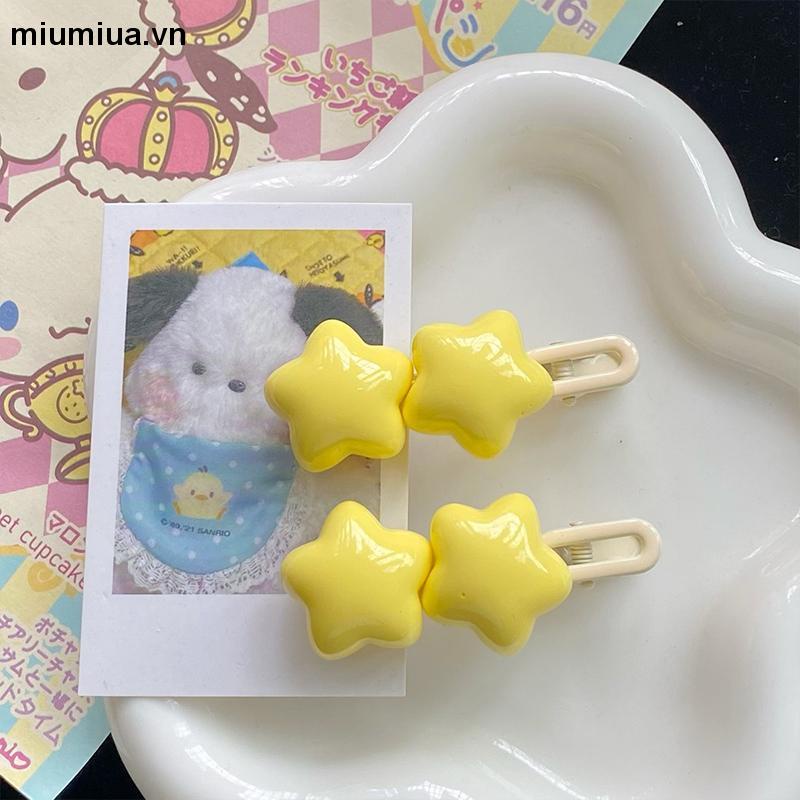 Miua🔮Kẹp Tóc Ba Màu Hình Ngôi Sao / Trái Tim Năm Cánh Ngọt Ngào Dễ Thương Cho Nữ