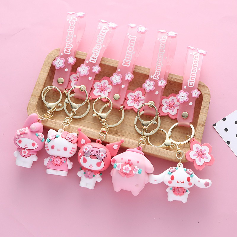 SANRIO Móc Khóa Hình Cinnamoroll Kuromi Kitty Melody Pompompurin Dễ Thương