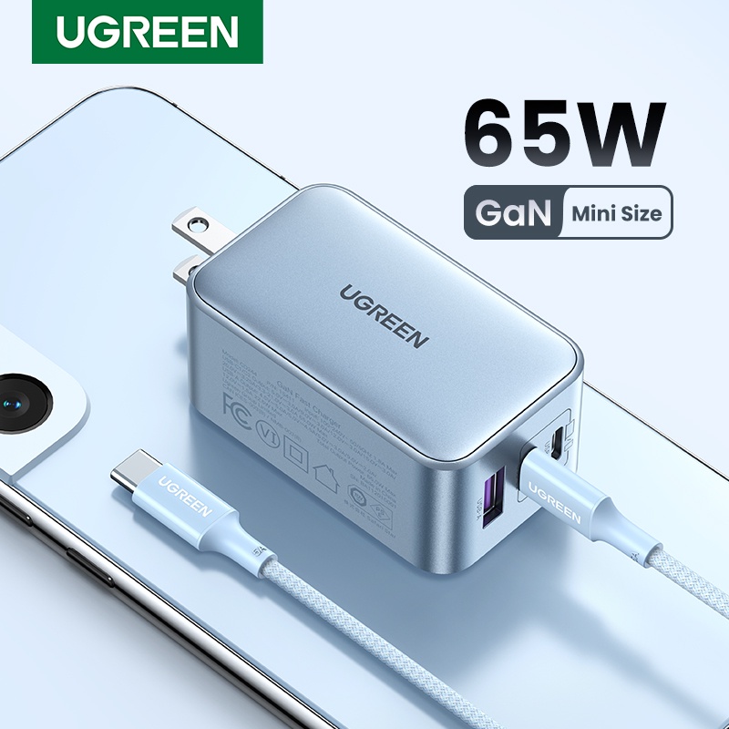 GaN UGREEN Q Pai Sạc nhanh USB-A USB-C GaN 65W  thích hợp  X 12 13 14 Pro Max/ Samsung S22 S23/ Xiaomi 13 HaiBunSt