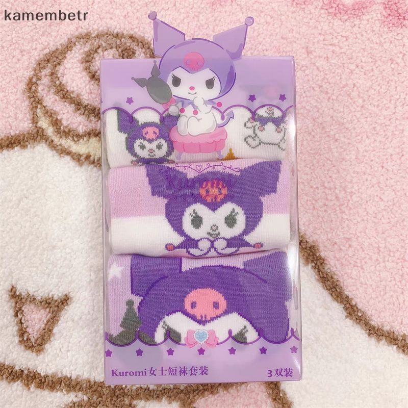 Set 3 Đôi Vớ Thể Thao Mùa Hè Thoải Mái In Họa Tiết Hoạt Hình Sanrio Kuromi Cinnamoroll Dog My Melody Dễ Thương Cho Nữ Sinh