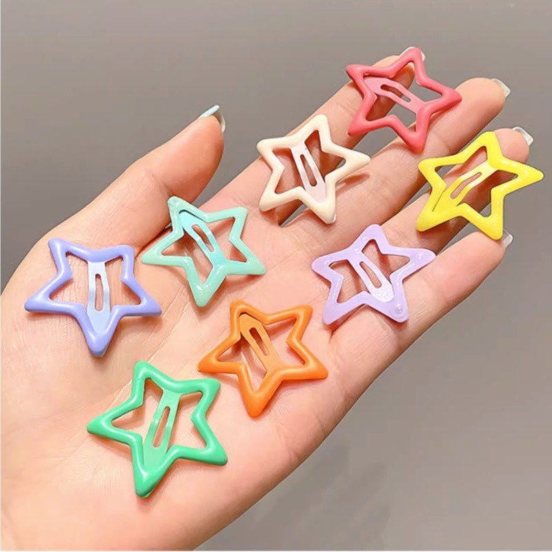 Bộ Kẹp Tóc Hình Ngôi Sao Năm Cánh Màu Kẹo Ngọt Phong Cách Hàn Quốc Dễ Thương Cho Bé Gái