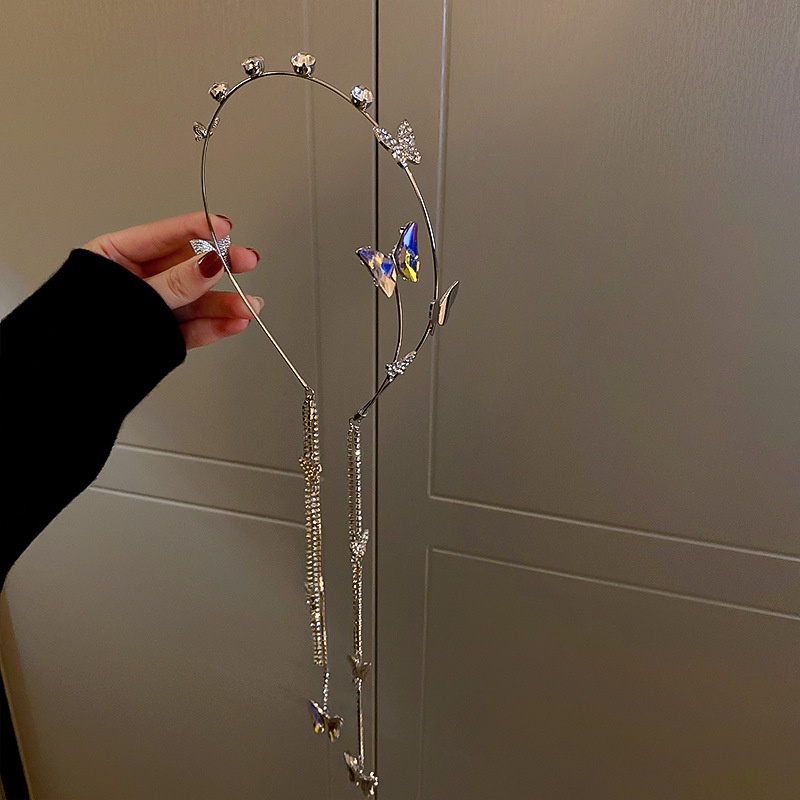 Haimeikang Băng Đô Cài Tóc Bằng Kim Loại Hình Bướm Đính Ngọc Trai Giả Cao Cấp Thời Trang Dành Cho Nữ