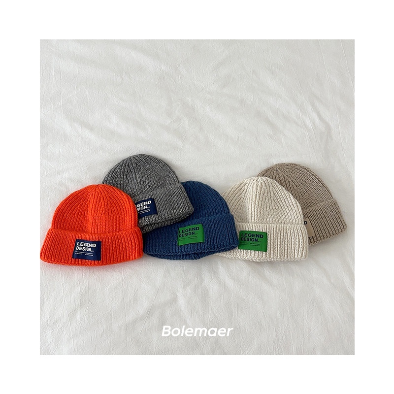 Mũ Beanie Dệt Kim In Chữ Đơn Giản Cho Bé