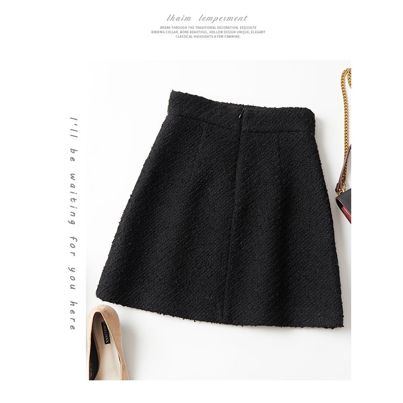 Chân Váy Len Ngắn Dáng Chữ A Lưng Cao Màu Trơn Đính Đá Thời Trang Mới Cho Nữ