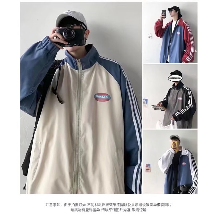 Áo Khoác Bóng Chày Form Rộng Phối Màu Tương Phản Thời Trang Hàn Quốc Cho Nam