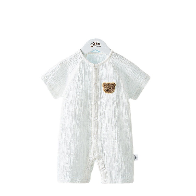 Áo Liền Quần Bằng cotton Mỏng Tay Ngắn In Họa Tiết Gấu Hoạt Hình Dễ Thương Thời Trang Mùa Hè 2023 Dành Cho Bé Trai