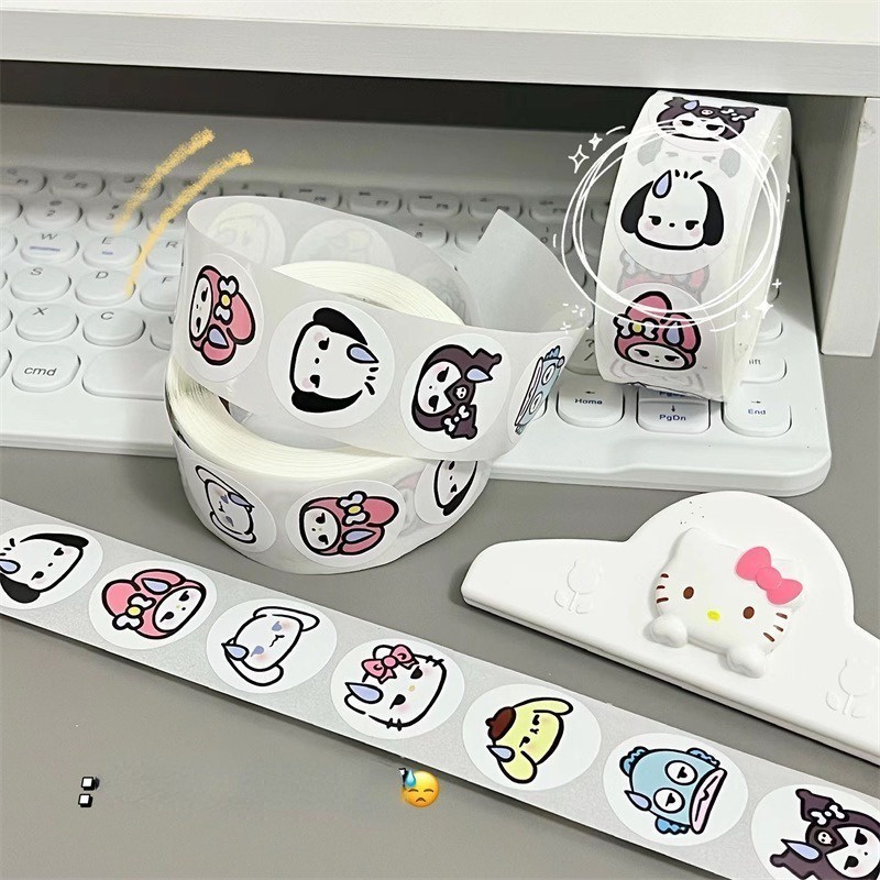 SANRIO Bộ 500 Miếng Dán Hoạt Hình Kuromi Kawaii Dễ Thương Trang Trí Gói Quà