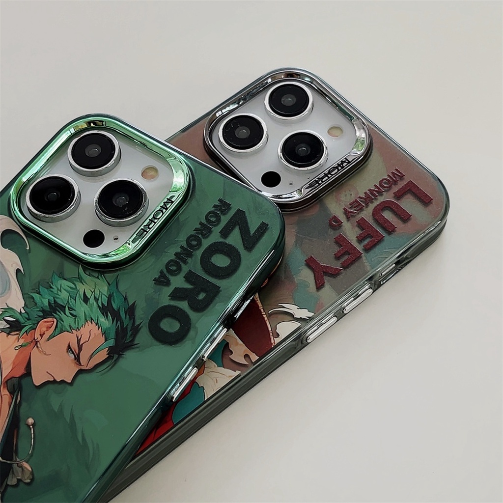 Hoạt Hình Ốp Điện Thoại Silicon IMD Khung Kim Loại Họa Tiết One Piece Cho IPhone 14 14Pro 14Max 13ProMax 12 12ProMax 11
