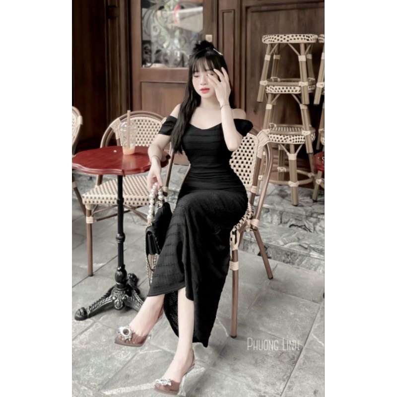 Váy Body 2 dây tay dơi dáng dài sang chảnh