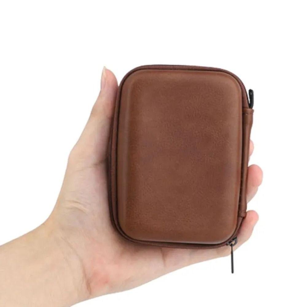 Túi Đựng Tai Nghe / Dây Cáp USB Bọc Da PU Có Khóa Kéo Cho Nam Nữ