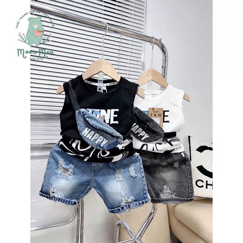 Set Jean dùi tăng kèm túi cho bé trai