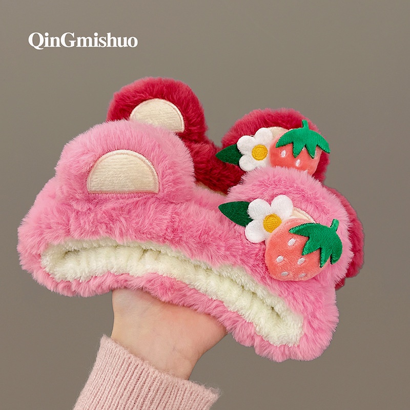 Băng Đô Cài Tóc Hình Gấu Dâu Tây Dễ Thương Phong Cách Hàn Quốc