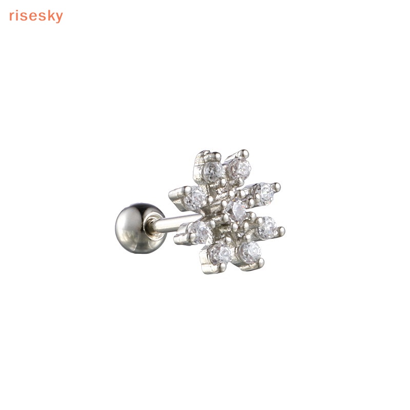 1 Khuyên Tai Xoắn Ốc Đính Đá Zircon Hình Hoa Thời Trang Dự Tiệc Cho Nữ