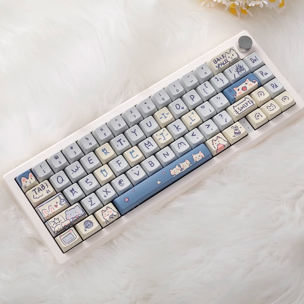 Mèo Xanh Keycaps MDA Profile Hoạt Hình PBT Dye Sub Bàn Phím Cơ Keycap