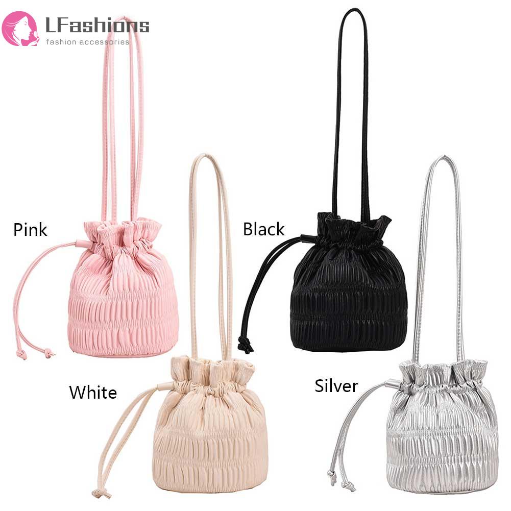 ❀ Áo Thun In Chữ Lovefashionss Thời Trang ❀ Túi xách hợp thời trang xếp ly túi đeo vai nữ túi đeo chéo da pu túi dây rút túi đeo chéo nhẹ ngọt ngào