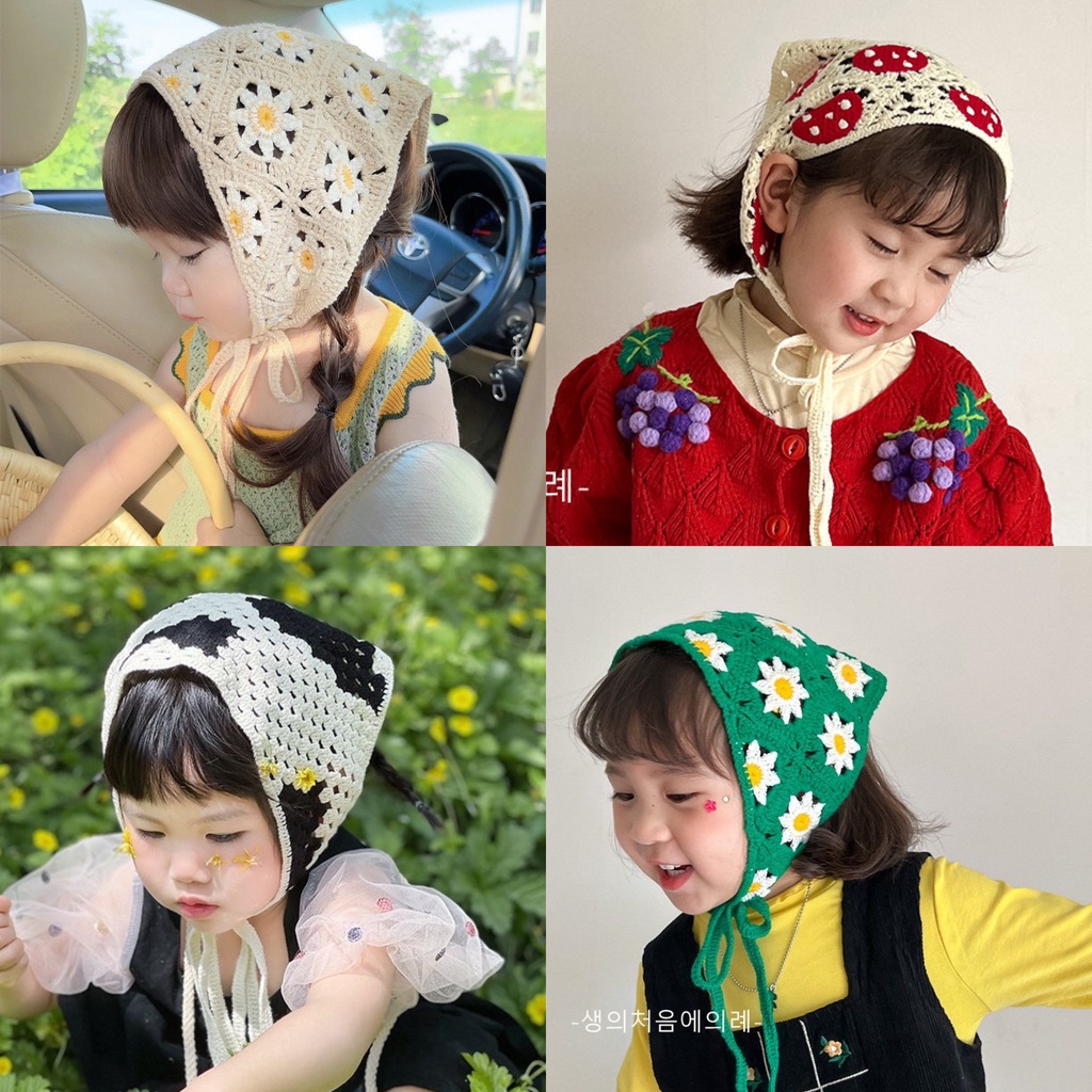 Băng Đô Cài Tóc Hình Tam Giác In Họa Tiết Hoa Cúc Dễ Thương Thời Trang Xuân Thu Phong Cách