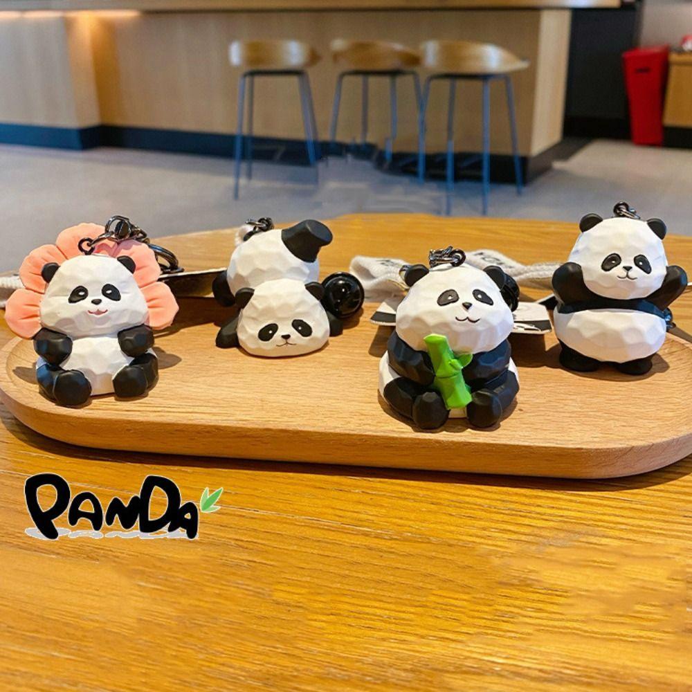 September resin panda doll keyring, animal doll resin, mặt dây chuyền xe hơi phụ kiện túi mô phỏng hoạt hình panda