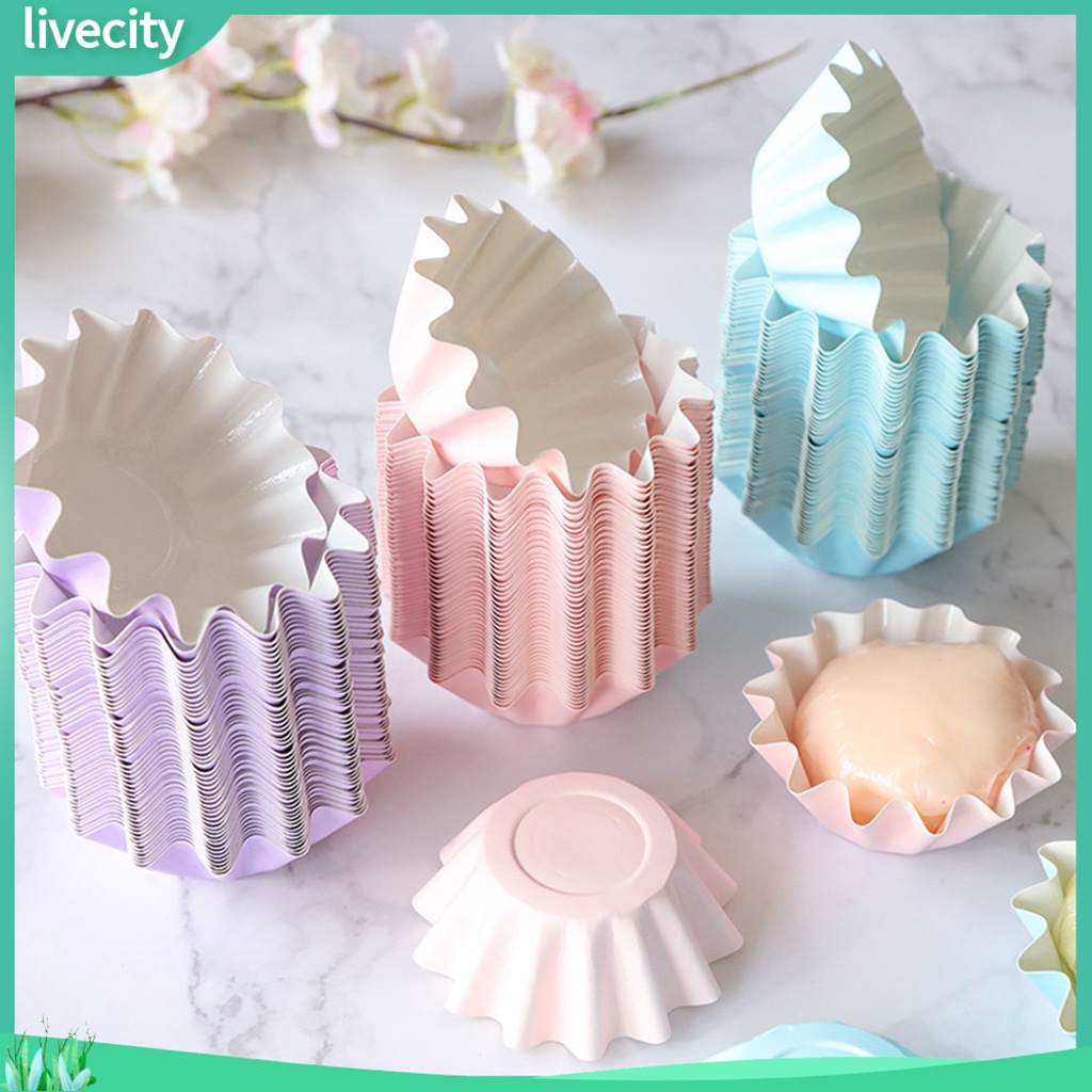 50 cái anti-slip muffin cup giấy màu rắn lò vi sóng an toàn cupcake lót dụng cụ nhà bếp
