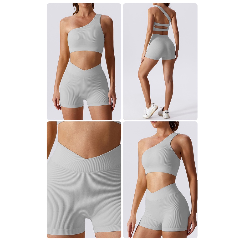 Yoga sports set gân dây đeo đơn và quần short thể thao high-rise