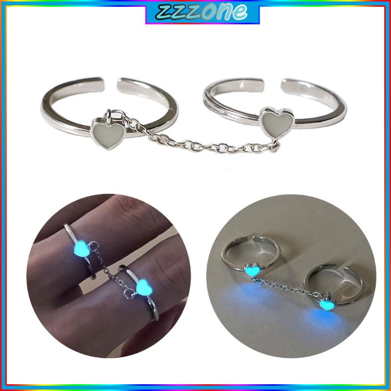 Zzz nhẫn phát sáng cho cặp đôi phát sáng trong bóng tối tình yêu trái tim phù hợp với cặp đôi nhẫn cho phụ nữ nam giới trang sức ngày lễ tình nhân