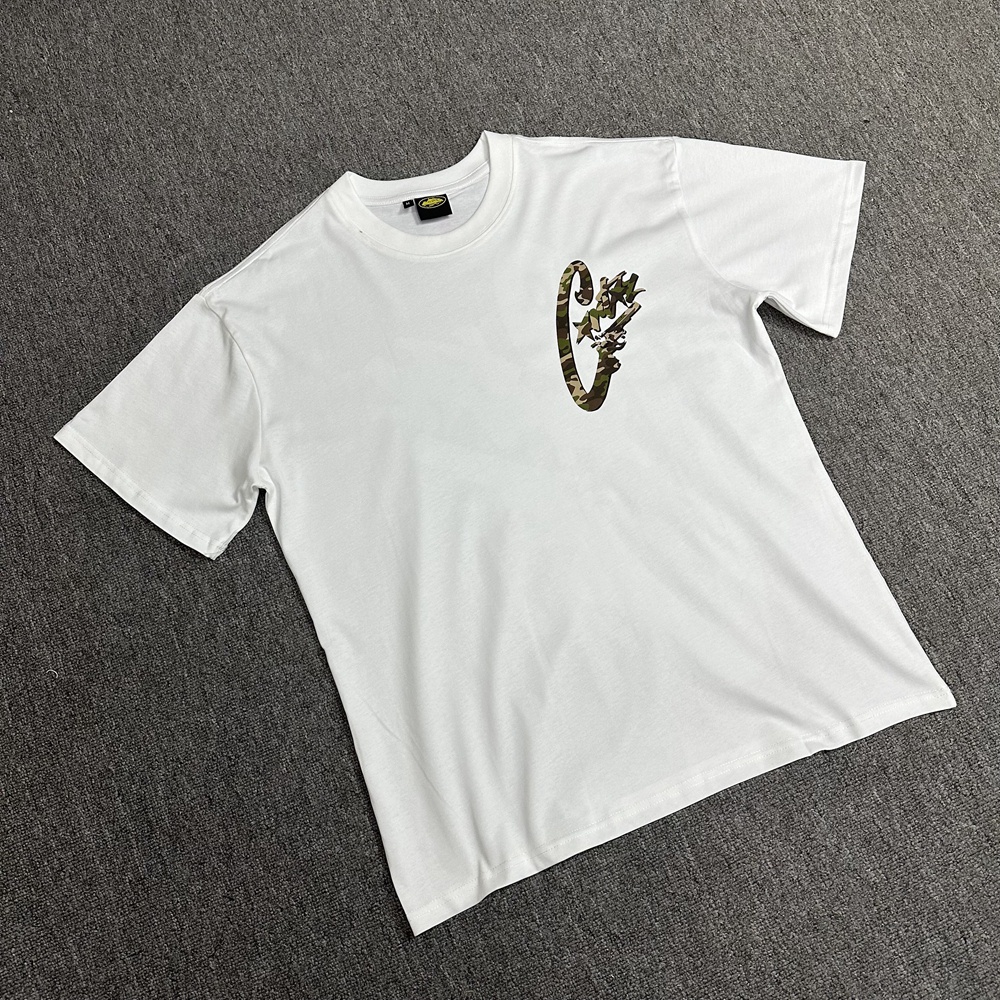 Corteiz alcatraz logo ngụy trang in đường phố mùa hè lỏng lẻo xu hướng giản dị ngắn tay áo t-shirt nam