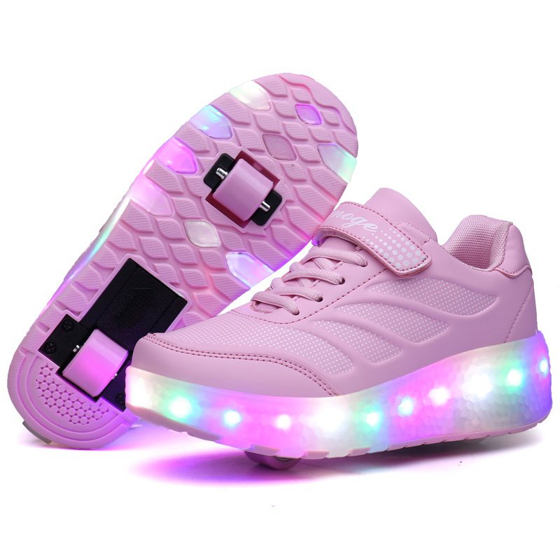 New xgt teenager biwheel rage shoes sạc giày led phát sáng có thể tháo rời giày trượt băng con lăn nút pop-up giày trượt băng wwrf