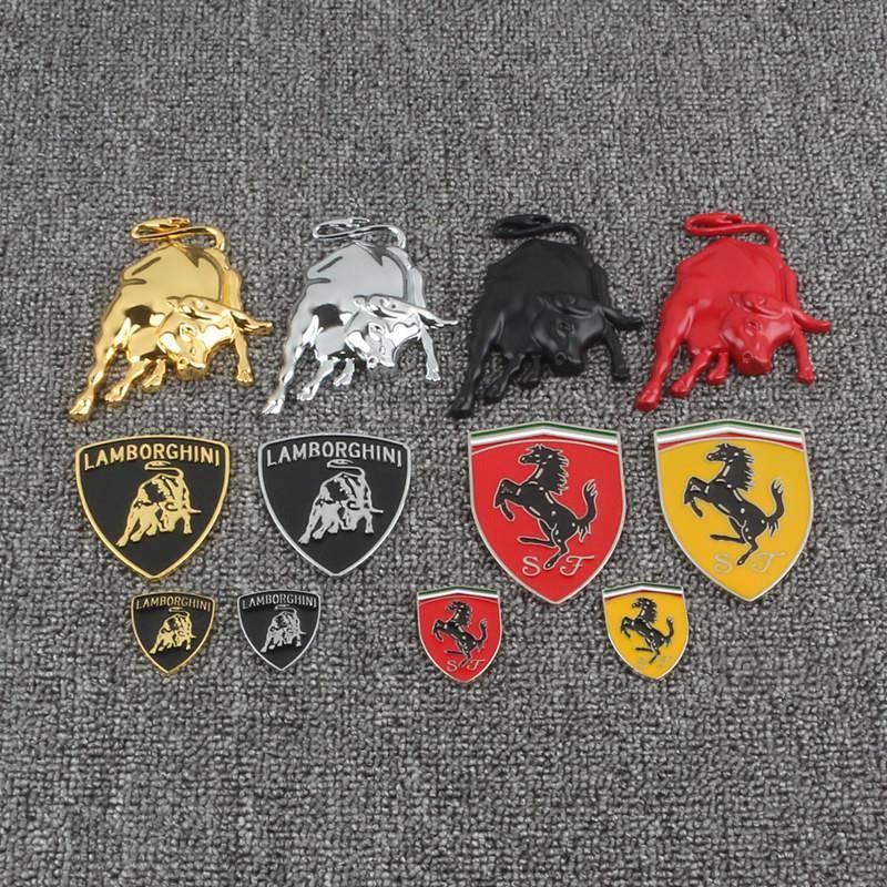Applicable to Ferrari Side Seam Label Lamborghini Car Logo Cool Modification 3D Metal Lamborghini Cattle Auto Labeling D9ir