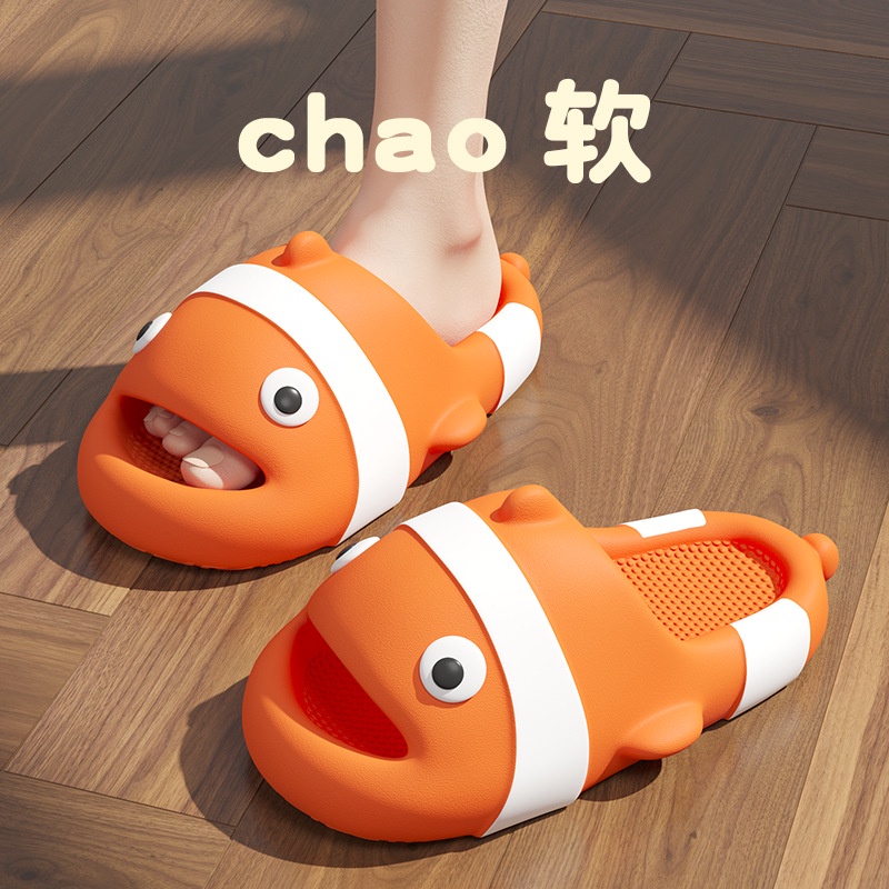 ZTAIXIELUA Dép cá hề nemo đế bánh mì dép cá koi dép cá vàng nemo màu cam cho nam nữ siêu nhẹ cho người lớn chất EVA mềm dẻo