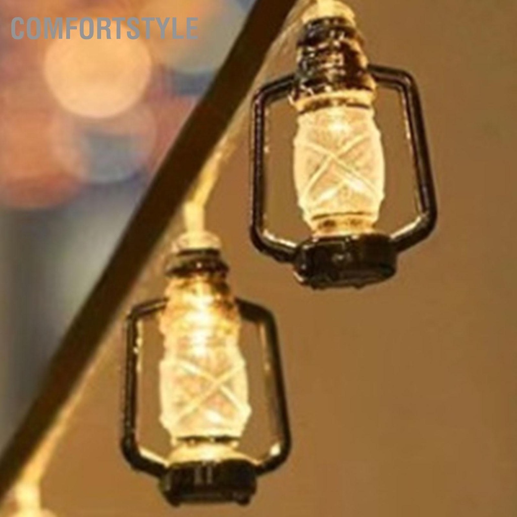 Comfortstyle Đèn LED Đen Lồng Dây Retro Chống Thấm Nước Nhựa Tiết Kiệm Năng Lượng Dầu Hỏa Mini Cho Cắm Trại