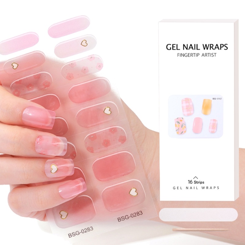 Pepa 16 chiếc dải gel bán bảo dưỡng keo dán đầy đủ bọc gel nail art sticker