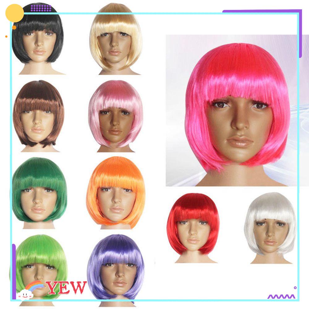 Yew bob tóc giả bữa tiệc ngắn unisex halloween