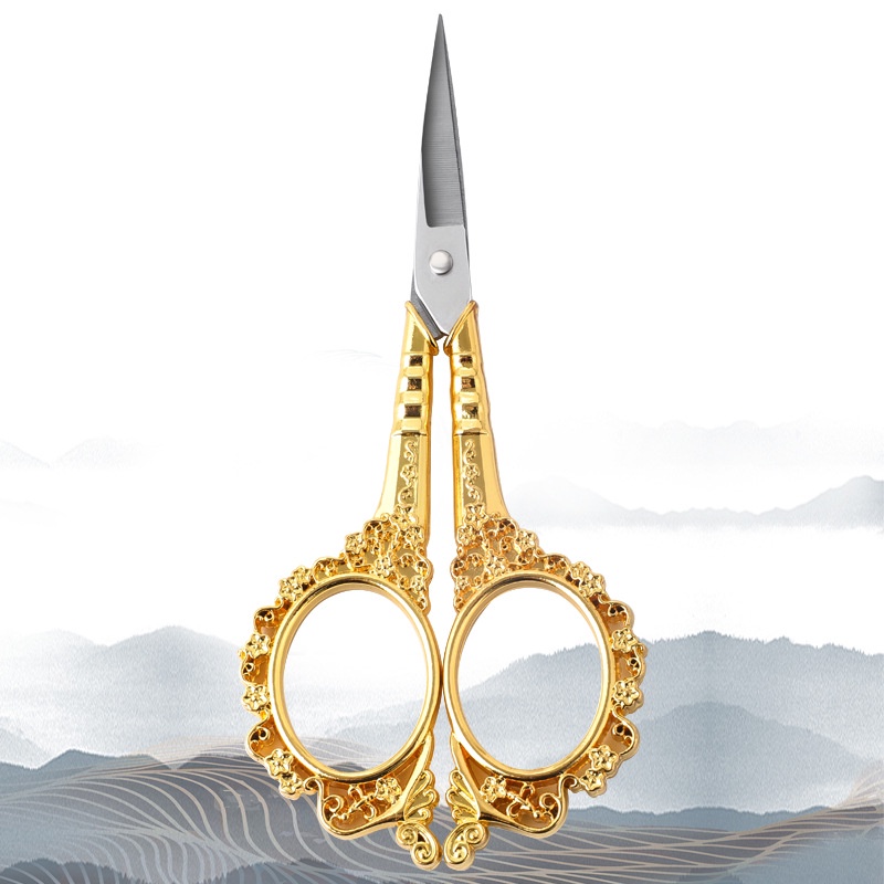 Hoa mận mô hình thép không gỉ Vintage kéo may vải máy cắt thêu thợ may kéo chỉ công cụ may