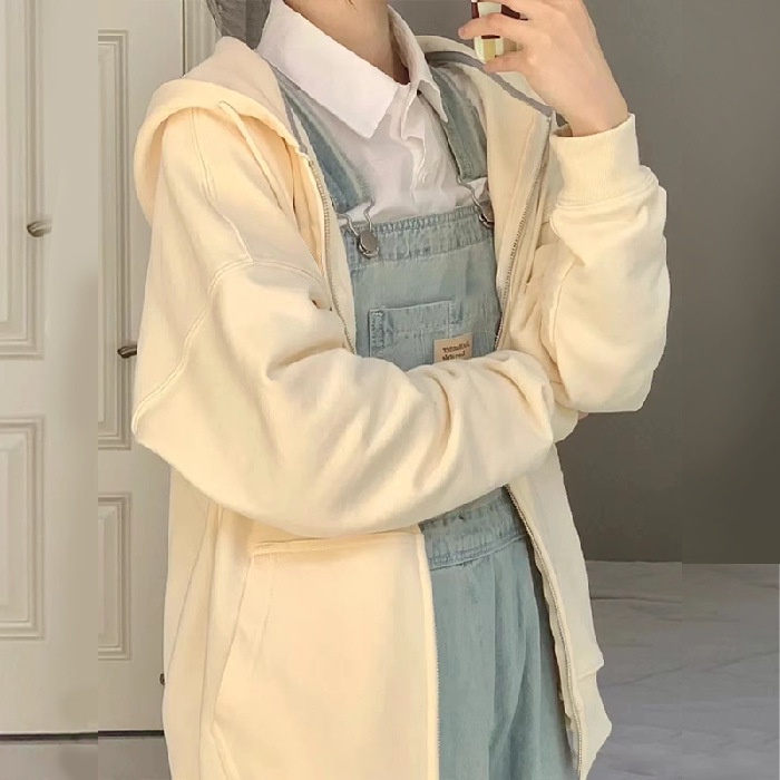 Phong cách mới Loose oversize Sweatshirt Cardigan Zipper Couple Jacket nữ phong cách mới đầu xuân thu HZFWC8113