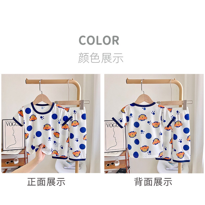 Bộ Đồ Ngủ Tay Ngắn Chất Lụa Mỏng Nhẹ Thời Trang Mùa Hè Xinh Xắn Cho Bé Gái 80-150CM