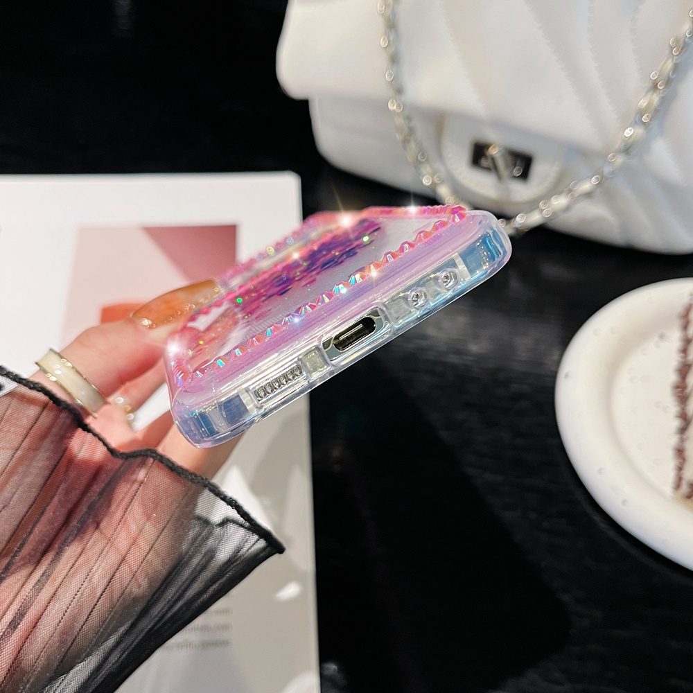 Glitter movable quicksanf bling handmade rhinestones case cho samsung galaxy z flip 4 5 flip4 flip5