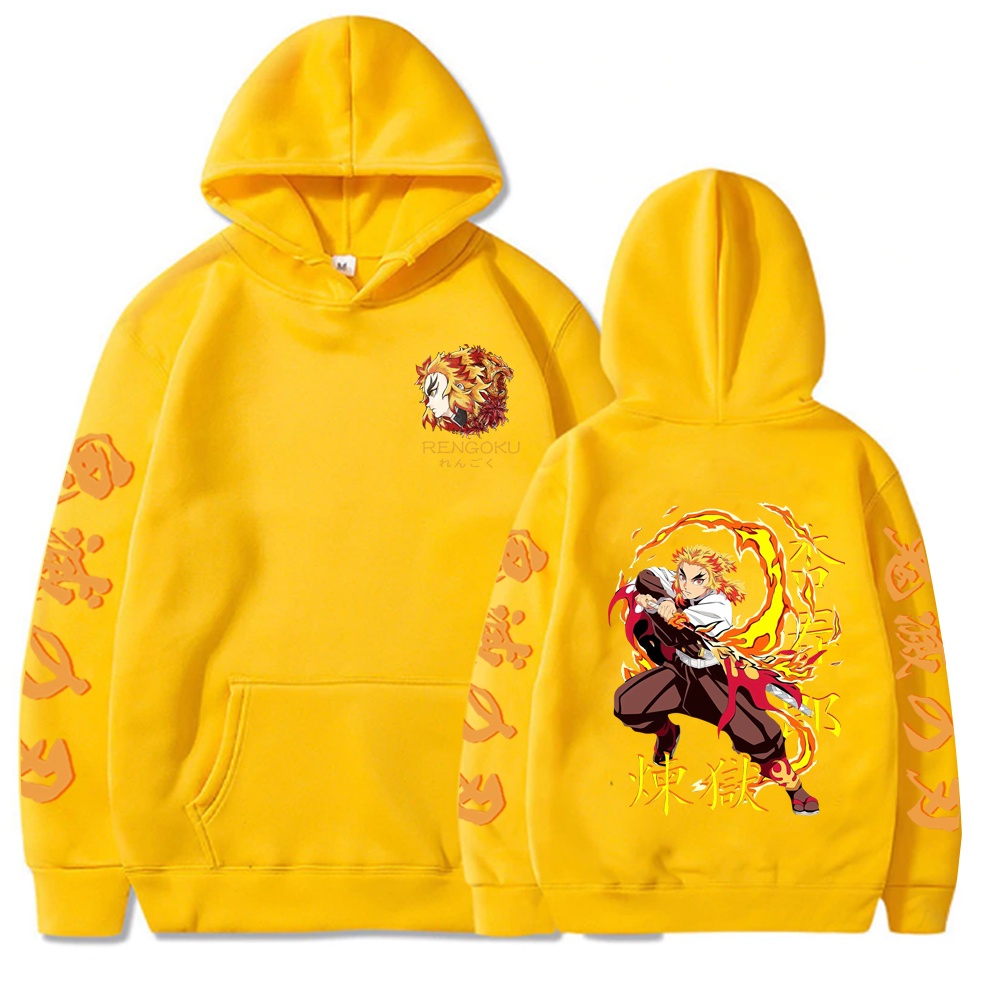 2023 janpanese anime demon slayer hoodie nam nữ unisex kyojuro rengoku hoodies áo khoác