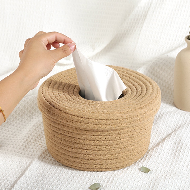 Hộp Đựng Khăn Giấy Thủ Công Bằng cotton Đơn Giản Trang Trí Phòng Khách / Xe Hơi