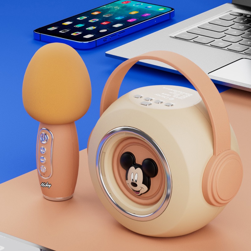 DISNEY : Hai mic sạcdisney e28 không dây bluetooth 5.3 loa mini chuột mickey minnie ánh sáng rgb chất lượng âm thanh hifi ba chế độ hỗ trợ thẻ tf aux bộ loa karaoke gia đình di động