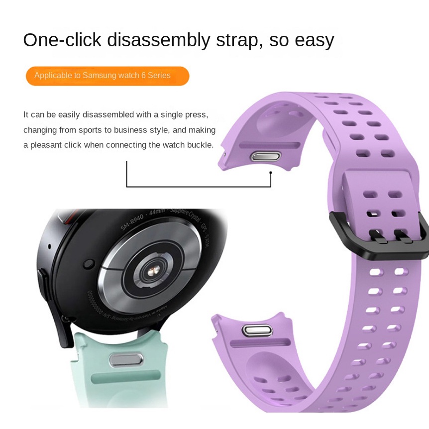 Dây Đeo Silicon Thoáng Khí 20mm 45mm 40 / 44mm Cho Đồng Hồ Thông Minh samsung galaxy watch 6 classic 43 / 47mm 40 / 44mm