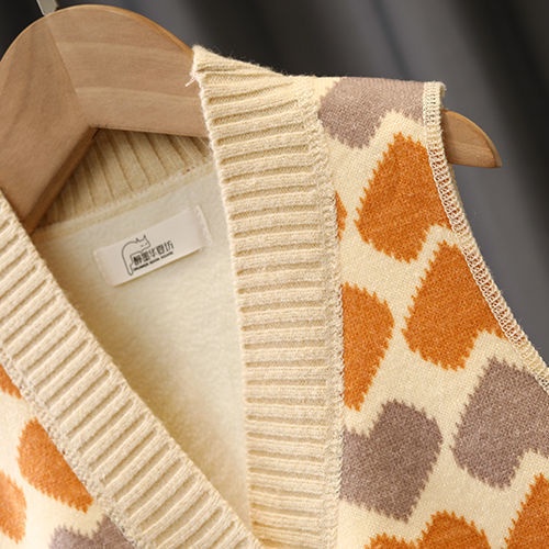 Cô gái ngọt ngào nhật bản quần áo mùa xuân mùa thu sản phẩm mới 2022 trẻ em yêu jacquard áo len dệt kim vest vest hợp thời trang