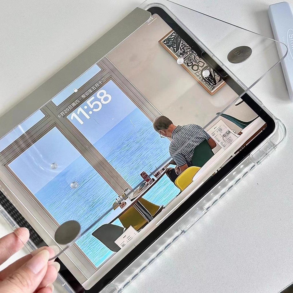 360 ° Xoay acrylic clear back tablet case cho ipad pro 12.9 pro 11 2022 21y 20y 18y 2022 10th 10.9 air 5 4 3 pro 2 1 9.7 9th 8th 7th 10.2 cho ipad mini 6 có khe cắm bút