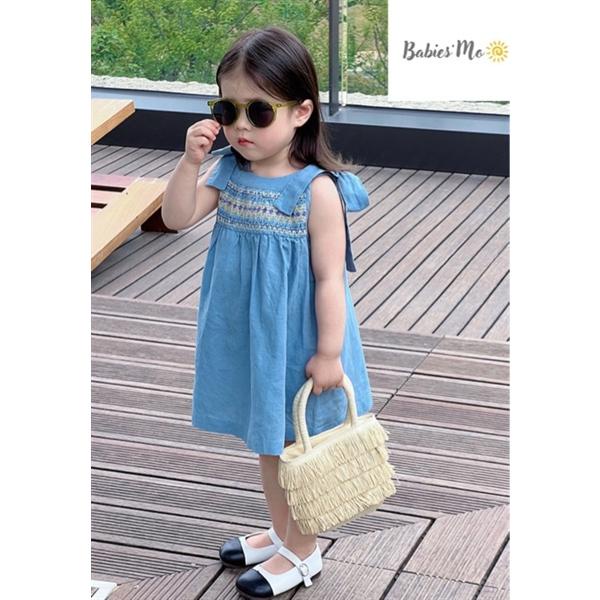 Đầm dây jeans smock  ngực