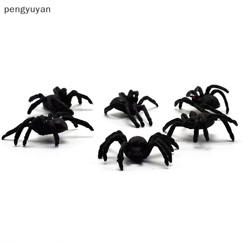 5 cái nhện mô phỏng nhựa dẻo màu đen trò đùa trò đùa đồ chơi halloween quà tặng
