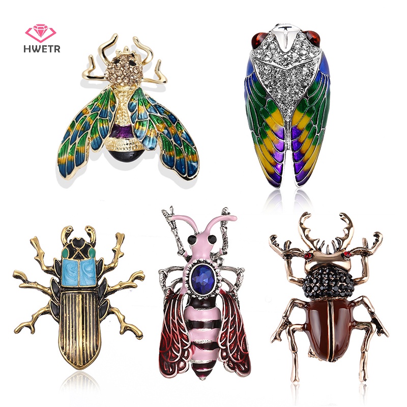 Hwetr men động vật côn trùng ong rhinestone pha lê trâm cài ghim bó hoa ghim đồ trang sức quà tặng mới